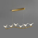 GobekUsa Twig Pendant Lamp with Bird Decor – Gold Finish & LED Acrylic Island Light