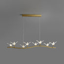 GobekUsa Twig Pendant Lamp with Bird Decor – Gold Finish & LED Acrylic Island Light