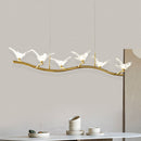 GobekUsa Twig Pendant Lamp with Bird Decor – Gold Finish & LED Acrylic Island Light