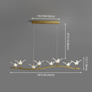 GobekUsa Twig Pendant Lamp with Bird Decor – Gold Finish & LED Acrylic Island Light