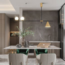 GobekUsa Minimalist Modern Linear Chandelier with Spherical White Glass Ceiling Light Fixture