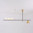 GobekUsa Minimalist Modern Linear Chandelier with Spherical White Glass Ceiling Light Fixture