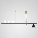 GobekUsa Minimalist Modern Linear Chandelier with Spherical White Glass Ceiling Light Fixture