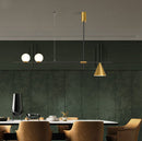 GobekUsa Minimalist Modern Linear Chandelier with Spherical White Glass Ceiling Light Fixture