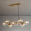 GobekUsa Mid-Century Gold Island Pendant Light - 8 Lights, Spherical Glass, Perfect for Dining Table