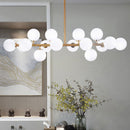 GobekUsa Modern Gold Island Pendant Lighting with 16 Lights - Spherical Glass Ceiling Light for Living Room