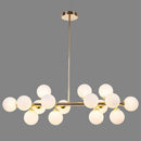 GobekUsa Modern Gold Island Pendant Lighting with 16 Lights - Spherical Glass Ceiling Light for Living Room