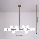 GobekUsa Modern Gold Island Pendant Lighting with 16 Lights - Spherical Glass Ceiling Light for Living Room