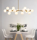 GobekUsa Modern Gold Island Pendant Lighting with 16 Lights - Spherical Glass Ceiling Light for Living Room