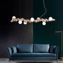 GobekUsa Modern Gold Metal Pendant Lighting with Glass Spherical Shade - Ideal for Dining Table or Island Ceiling