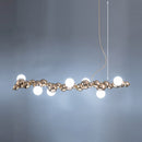 GobekUsa Modern Gold Metal Pendant Lighting with Glass Spherical Shade - Ideal for Dining Table or Island Ceiling