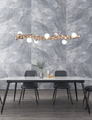 GobekUsa Modern Gold Metal Pendant Lighting with Glass Spherical Shade - Ideal for Dining Table or Island Ceiling