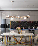 GobekUsa Modern Gold Metal Pendant Lighting with Glass Spherical Shade - Ideal for Dining Table or Island Ceiling