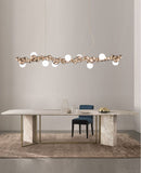 GobekUsa Modern Gold Metal Pendant Lighting with Glass Spherical Shade - Ideal for Dining Table or Island Ceiling
