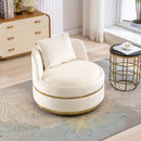 360 Degree Swivel Accent Chair Velvet Modern Upholstered Barrel Chair Over-Sized Soft Chair with Seat Cushion for Living Room, Bedroom, Office, Apartment, Beige