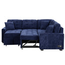82.6" L-shape Sofa Bed Pull-out Sleeper Sofa with Wheels, USB Ports, Power Sockets for Living Room, Navy Blue