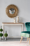 Sunburst Design Wall Mirror Decorative en For Entryway, Modern Living Room - Gold by HouseOfZazla