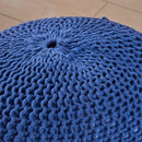 Bordeaux Knitted Cotton Round Pouf - Versatile Ottoman and Floor Cushion