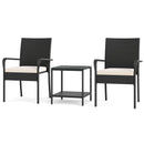 3 Piece Patio Furniture Set with Seat Cushions and Tempered Glass Tabletop
