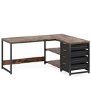 L-Shaped Computer Desk With Drawers And Shelves, Workstation For Home Office by HouseOfZazla