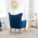 Sovarol - Velvet Button-Tufted Wing Back Accent Chair - Blue by HouseOfZazla