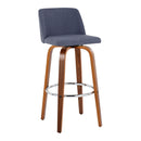 Toriano - Mid Century Modern Fixed Height, Barstool With Swivel With Round Footrest (Set of 2) by HouseOfZazla