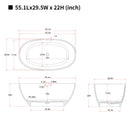 55'' Freestanding Bathtub Resin Stone Soaking Bathtub