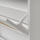 2 Door Shoe Rack, Rattan, Double Layer, Suitable For Living Room, Hallway - White
