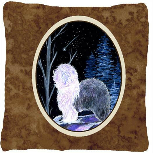 Starry Night Old English Sheepdog Decorative   Canvas Fabric Pillow