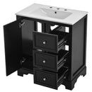 Bathroom Vanity With Sink, Modern Elegant Bathroom Storage Cabinet With 3 Drawers And Adjustable Shelves, Freestanding Vanity Set With Mirror Cabinet, Single Sink Bathroom Vanity by HouseOfZazla