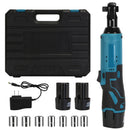 3/8Ó Cordless Electric Ratchet Wrench Set Right Angle Wrench with 2Pcs 1200mAh Batteries and Charger 7 Sockets 400RPM
