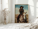 Desert Reins – Cowgirl on Paint Horse Portrait