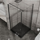 Corner Shower Enclosure with Frameless Pivot Door - Black by HouseOfZazla