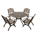 Outdoor Aluminum 5pc Round Patio Dining Set with Four Chairs
