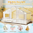 Twin Size House Bed with LED Lights Montessori Slat-free Floor Bed by LJGDeals