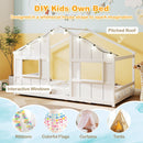 Twin Size House Bed with LED Lights Montessori Slat-free Floor Bed