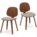 Wooden Dining Chair Set of 2 with Bentwood Frame and Padded Seat-Walnut by LJGDeals