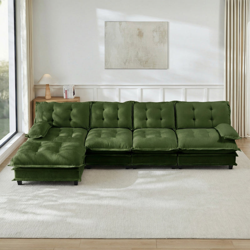 138" L Shaped Modern Sofa Modular Sectional Cloud Couch with Ottoman, photo 5 of 10