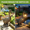 21'' Antique Bronze Goose Statue With Solar Lantern