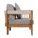 Acacia Wood Outdoor Club Chair with Handwoven Rope Accents & Curved Backrest by HouseOfZazla