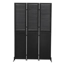 3 Panel Room Divider 6Ft Wood Folding Privacy Screen Black Room Separator Free Standing Wall Dividers (Black)