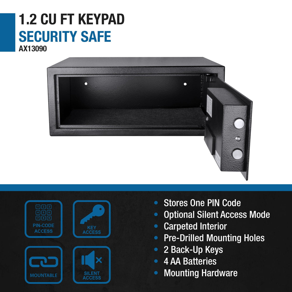 1 2 Cu Ft Digital Keypad Security Safe - Black, photo 4 of 9