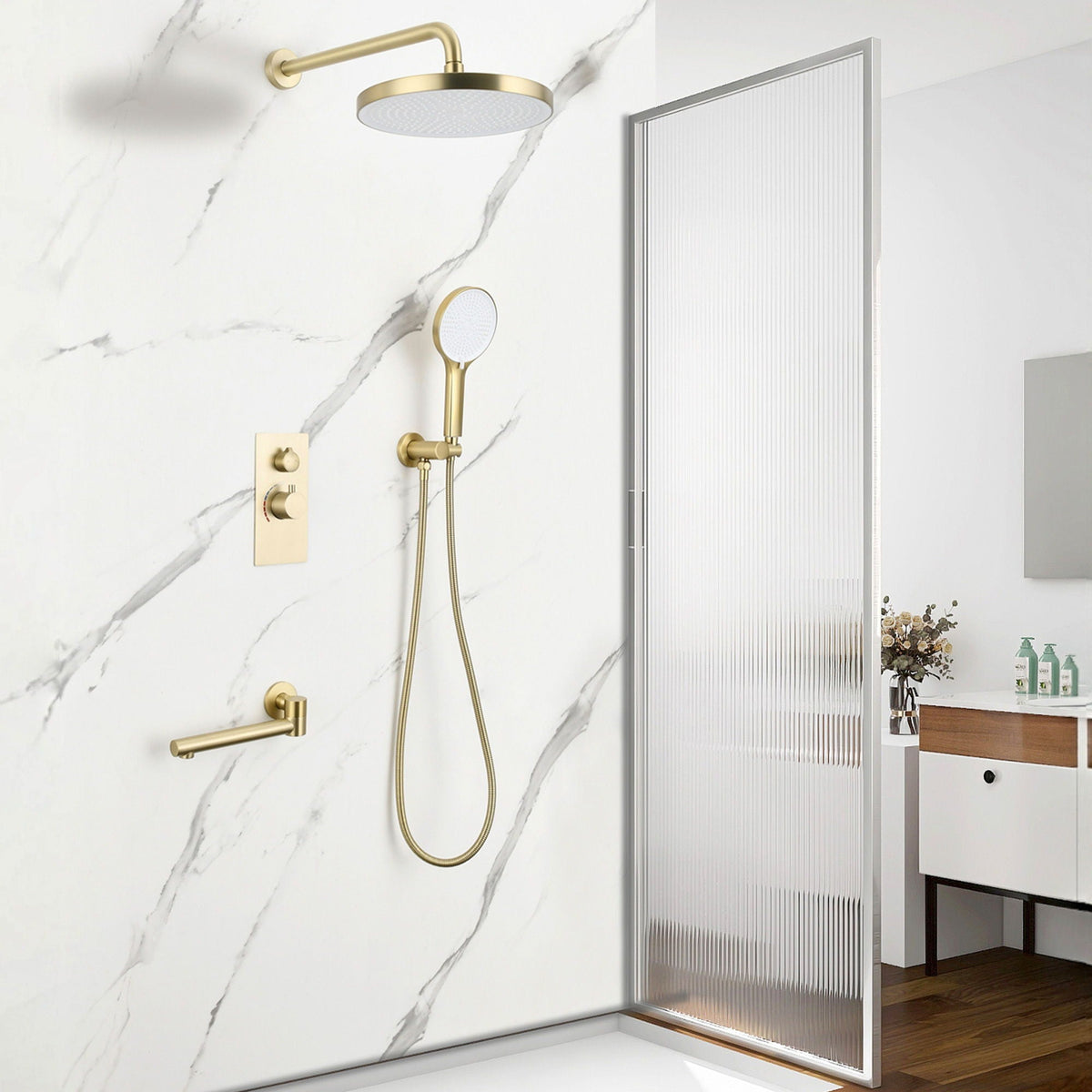 10" Shower System Set With Control Valve And Overhead Shower, photo 6 of 18