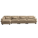 Modern Sectional Sofa With Ottoman, Round Bolster Armrests, Waist And Throw Pillows by HouseOfZazla