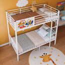 Bunk Bed, Convertible To 2 Separate Twin Size Beds With Full Length Guardrail & Ladder, No Box Spring Needed - White by HouseOfZazla