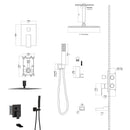 Modern Shower System With Waterfall Tub Spout, 12" Ceiling Mount Square Shower