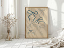 Whimsical Blue Bows Minimalist Print