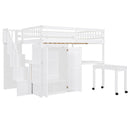 Loft Bed With Stairs, Bookshelf, Drawers, Desk & Wardrobe, Space Saving Multifunctional Furniture by HouseOfZazla