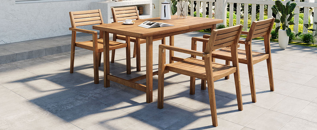 U_STYLE 5-Piece Outdoor Acacia Wood Dining Set, photo 3 of 10