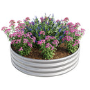 47.24x11.4" Tall Round Raised Garedn Bed,Metal Raised Beds for Vegetables, Outdoor Garden Raised Planter Box, Backyard Patio Planter Raised Beds for Flowers, Herbs, Fruits Silver